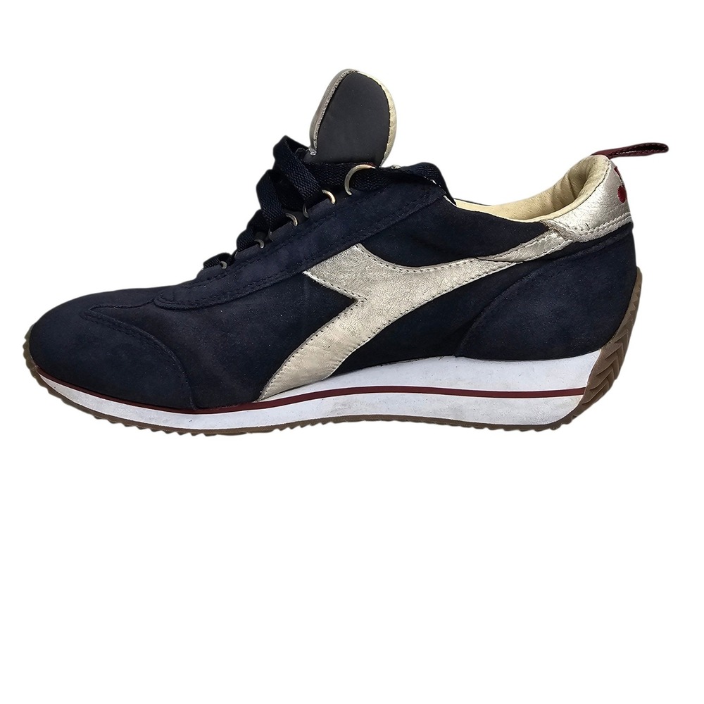 Diadora Heritage Women 8.5 Navy Gold Suede Low Top Sneakers Athletic Shoes - Picture 4 of 8